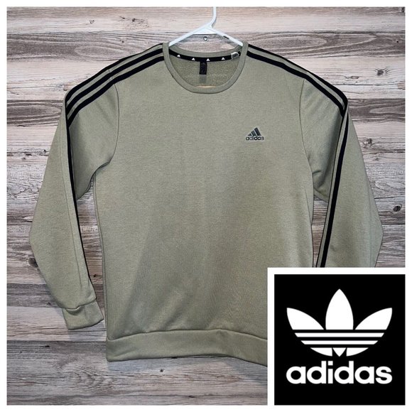adidas Other - Adidas Crew Neck Sweater Mens Large Olive Green Pullover Polyester Solid Classic